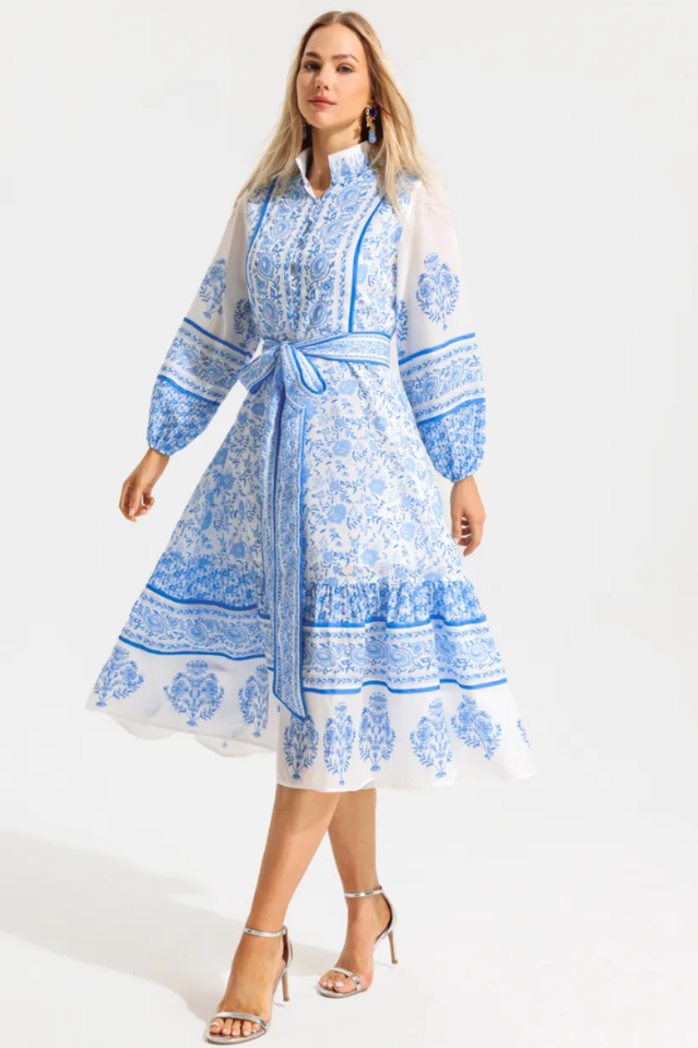 Paisley Single Breasted Midi Dress