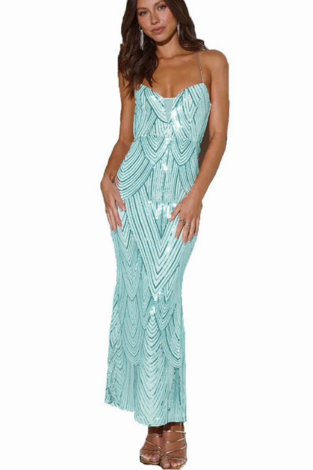 Own The Club Sequin Maxi Dress
