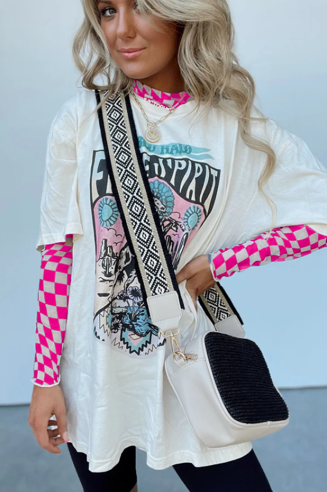 Rory Checkered Mesh Top