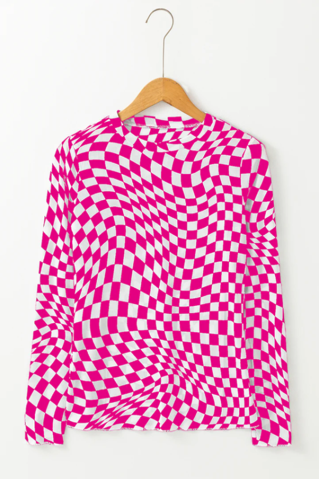 Rory Checkered Mesh Top