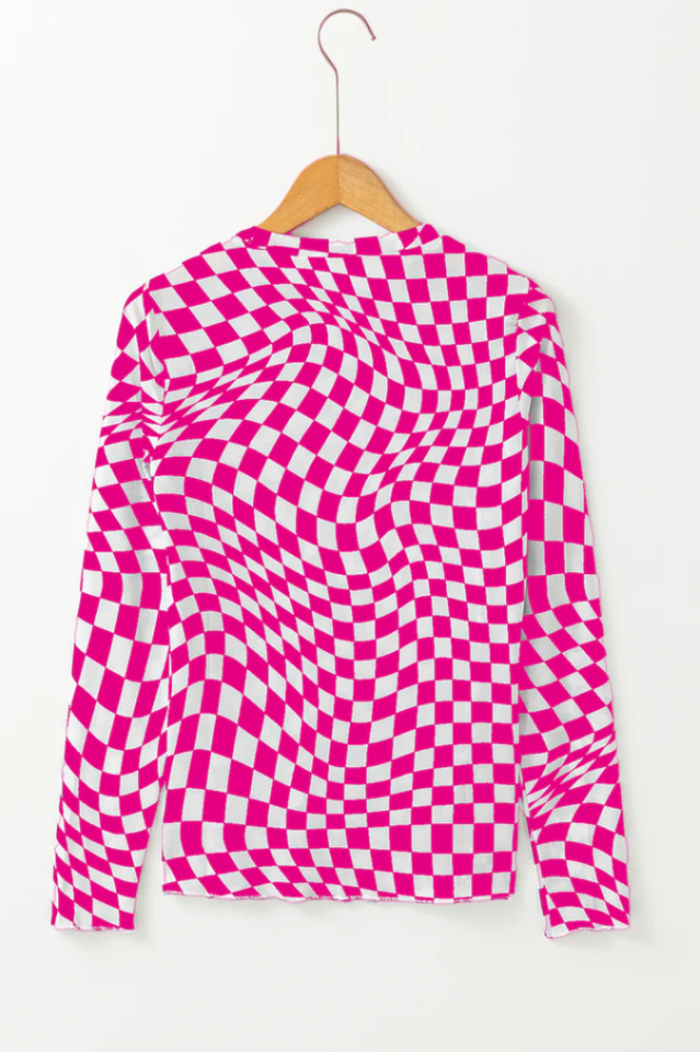 Rory Checkered Mesh Top