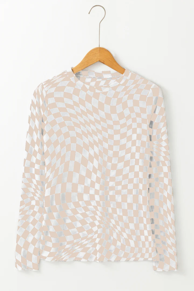 Rory Checkered Mesh Top