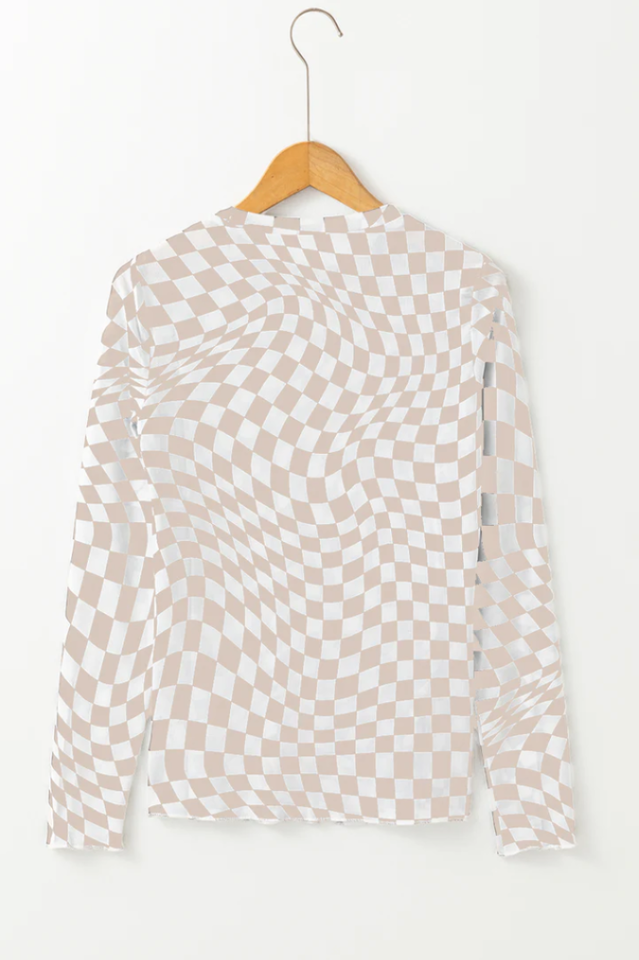 Rory Checkered Mesh Top
