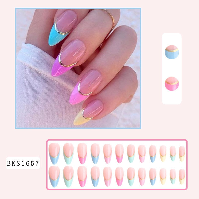 Simple French Wearable Fake Nails