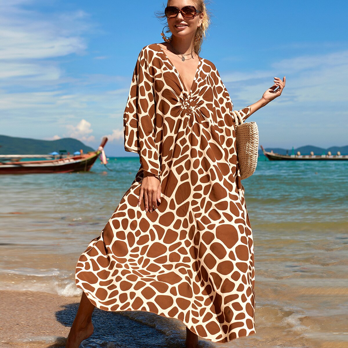 Summer One Size Print Smock Sundress Boho Dress
