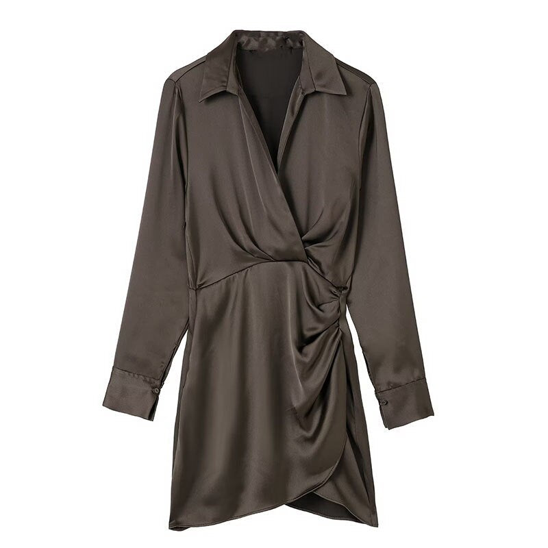 Gathered Pullovers Slim Elegant Female Dress