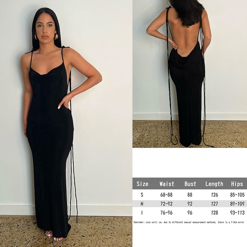 Suspender Y2K Backless Black Dress