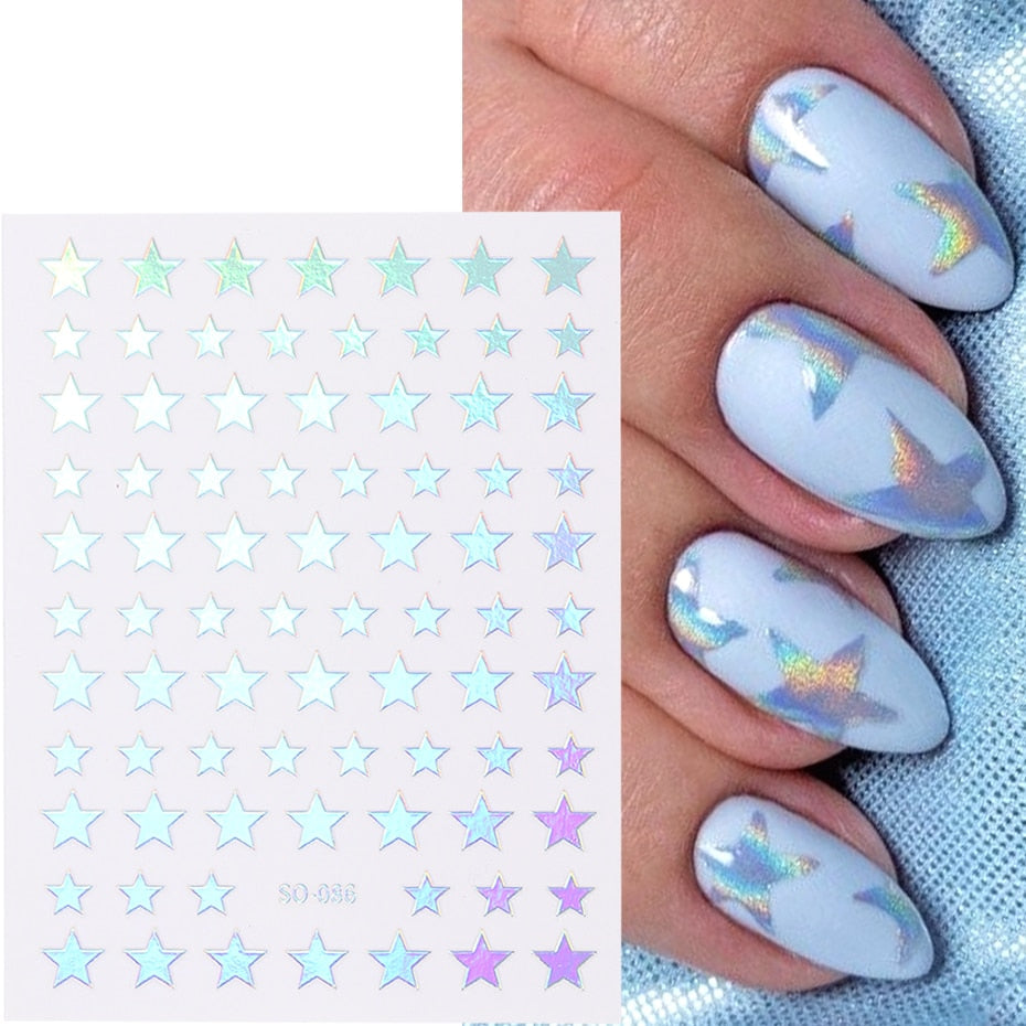 Silver Star Nail Stickers