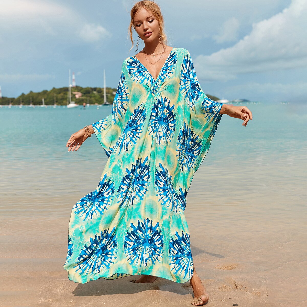 Summer One Size Print Smock Sundress Boho Dress
