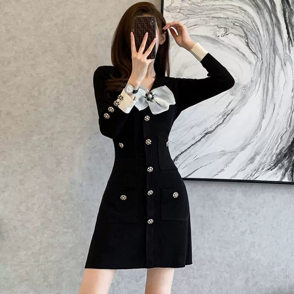 Small Fragrance Style Knitted Dress