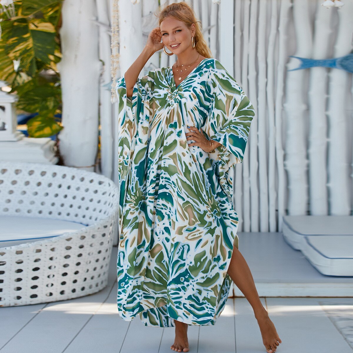 Summer One Size Print Smock Sundress Boho Dress