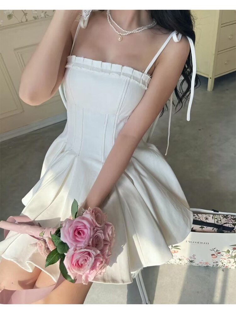 Cotton White Sling Mini Dress