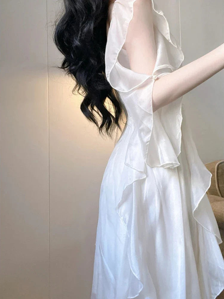 White Korean Elegant Dress