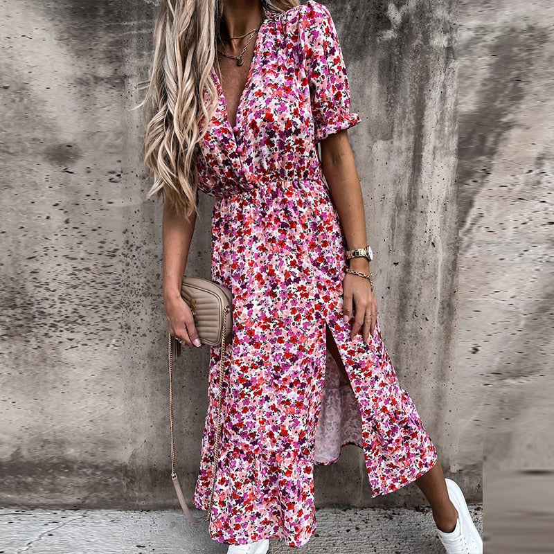 Vintage Floral Print Dress