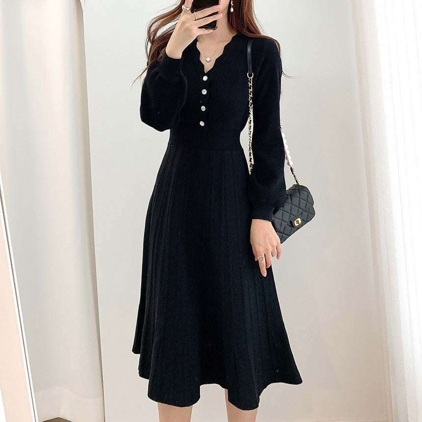 Vintage One Piece Korean Pleated Dress