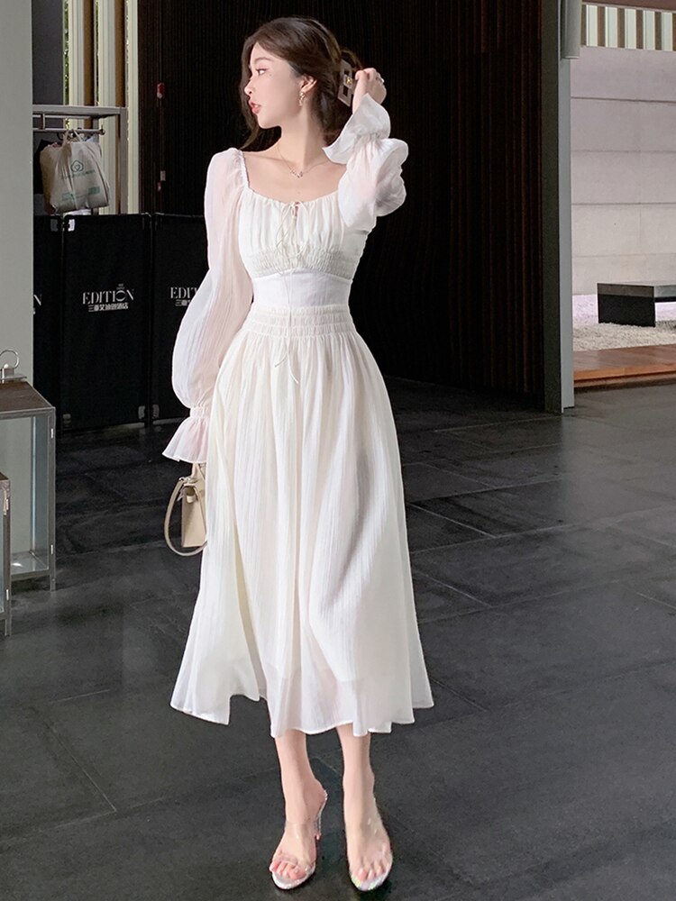 Spring Summer New Women Elegant Midi Dress