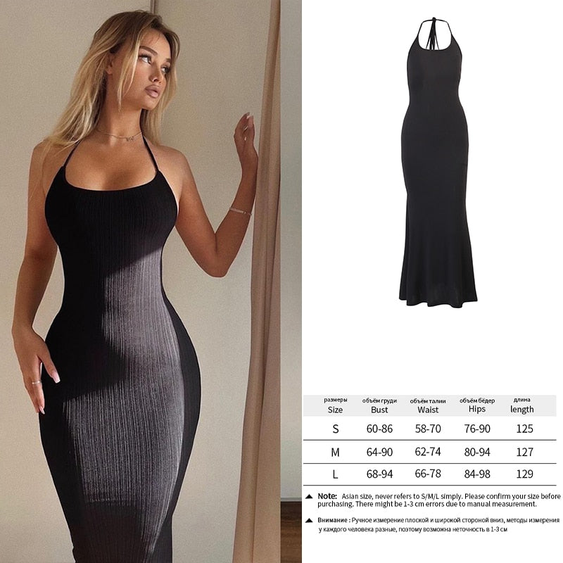 Suspender Y2K Backless Black Dress