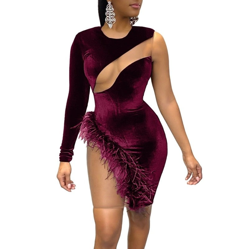 Velvet Christmas Dress Women Sexy Club Dress