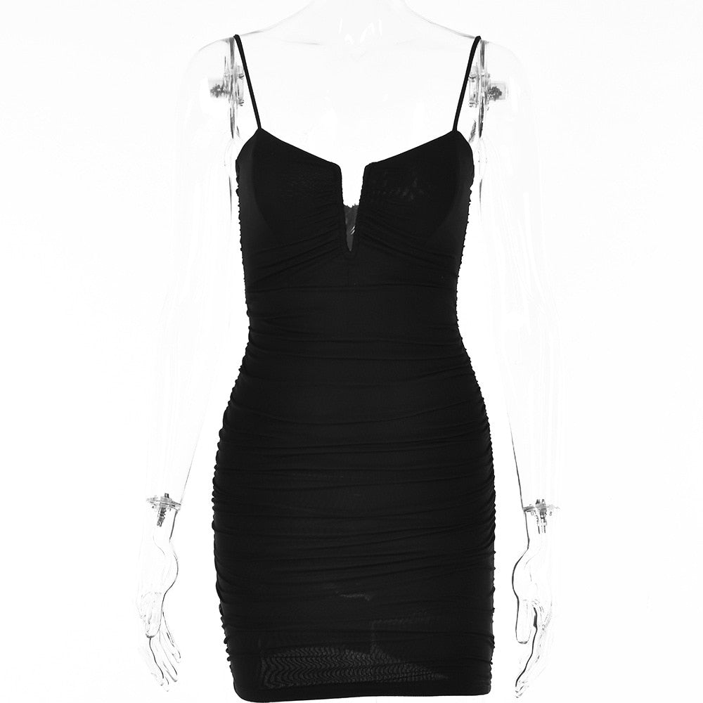 Spring Sexy Slim Elegant Clubwear Solid Sleeveless Backless Sheath Dress
