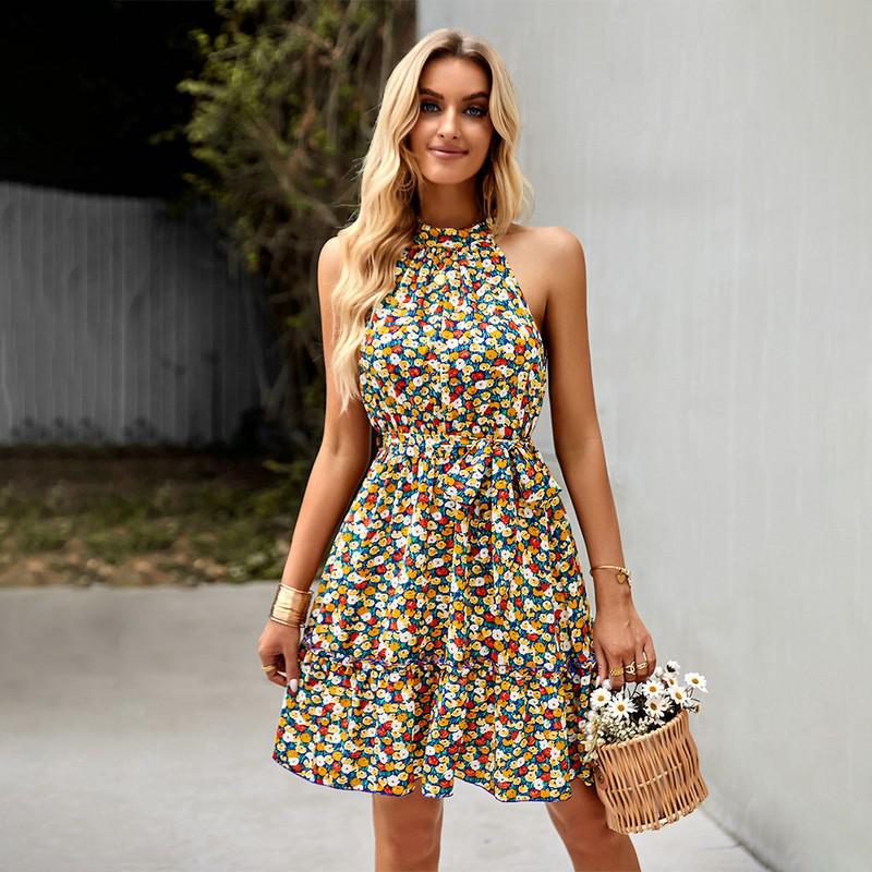 Sleeveless A-line Bohemian Mini Dress Beach Dress