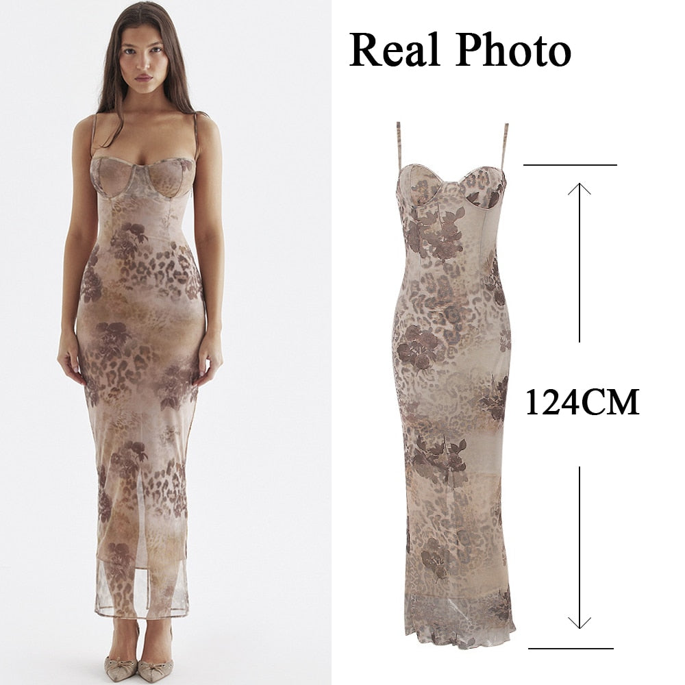 Summer Spaghetti Strap Leopard Printing Dress