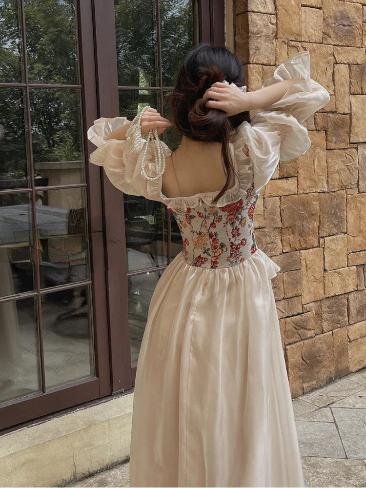 Vintage Elegant Print Floral Dress