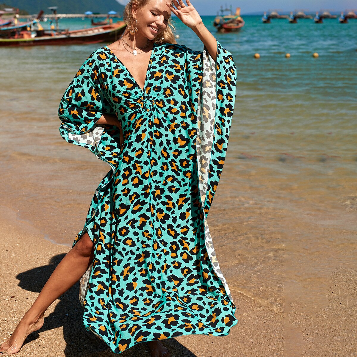 Summer One Size Print Smock Sundress Boho Dress