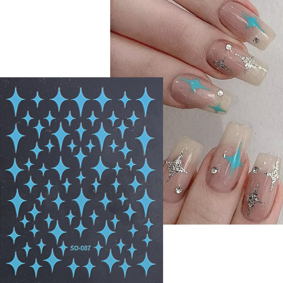 Silver Star Nail Stickers