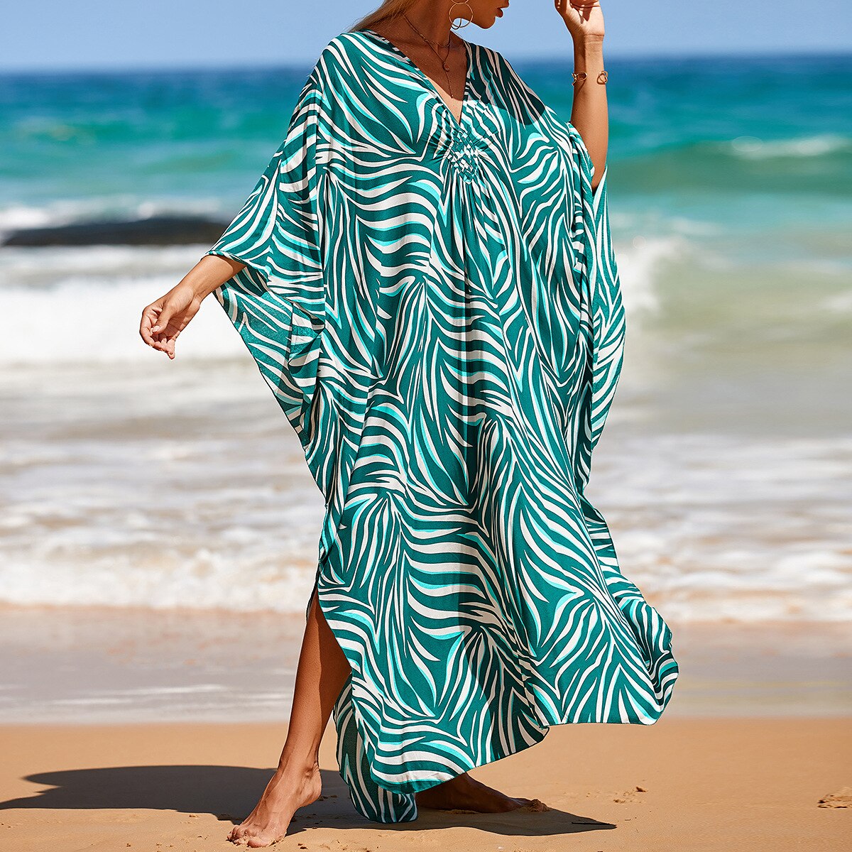 Summer One Size Print Smock Sundress Boho Dress