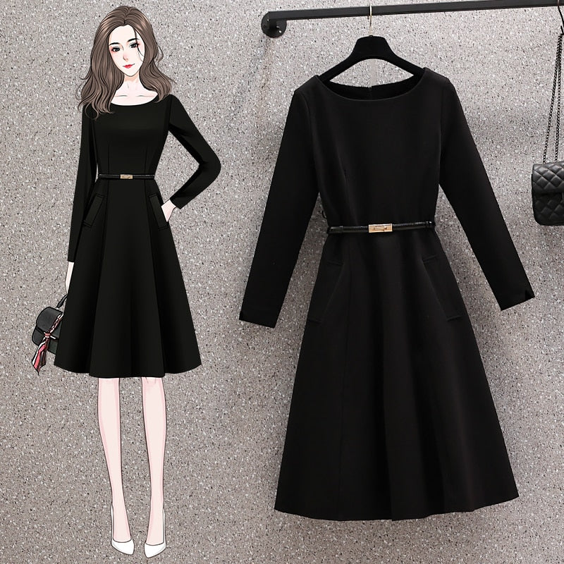 Fashionable OL elegant long A-line casual dress