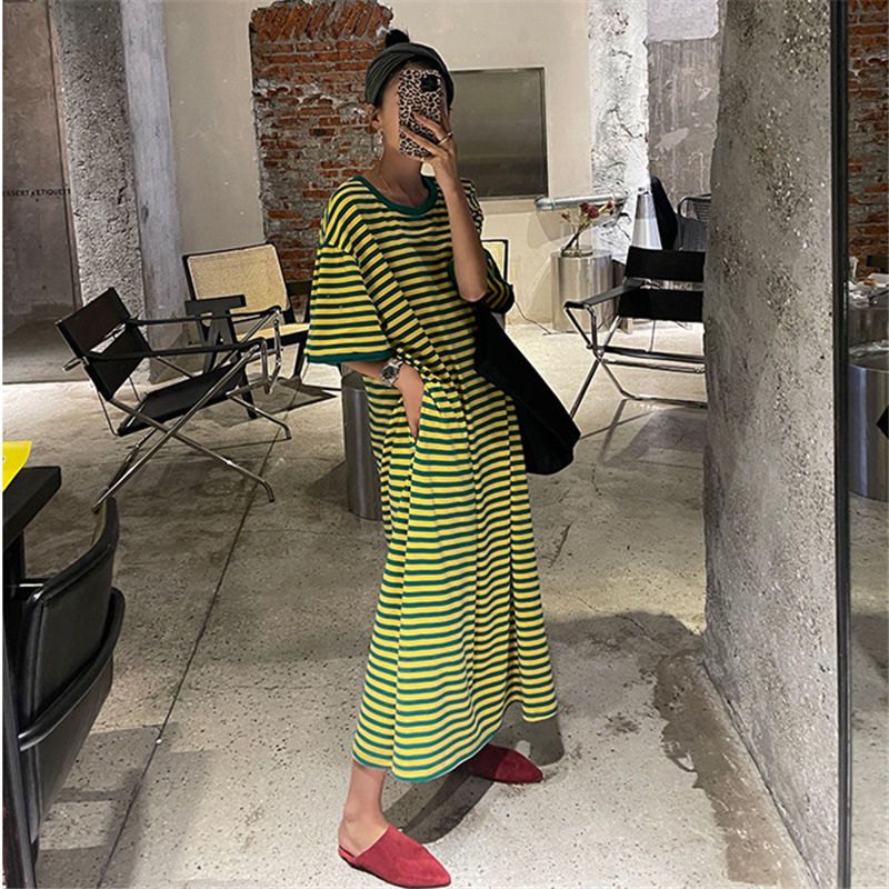 Short Sleeve Round Neck Loose All-match Dress