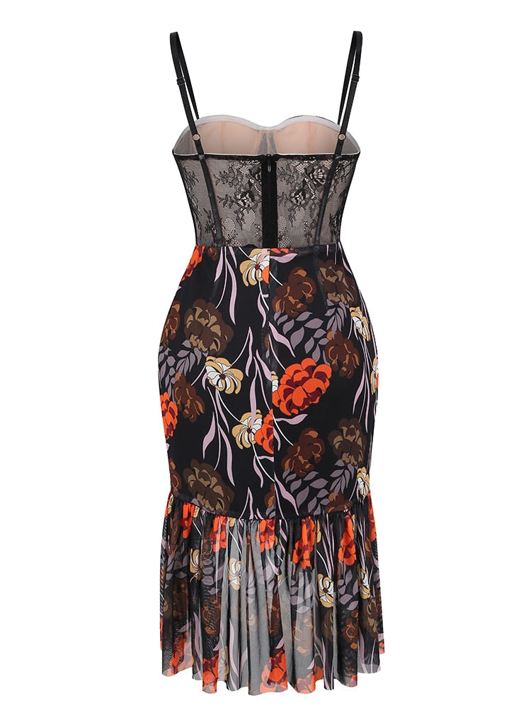 Summer Elegant Sleeveless Print Asymmetrical Hem Dress