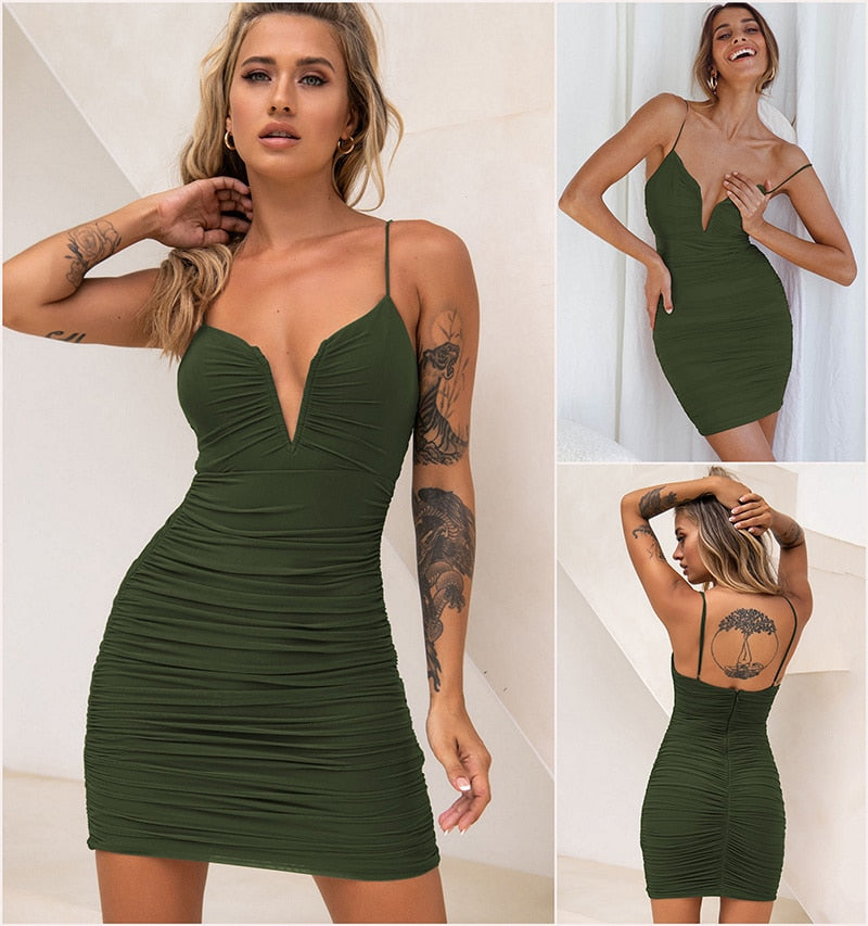 Spring Sexy Slim Elegant Clubwear Solid Sleeveless Backless Sheath Dress