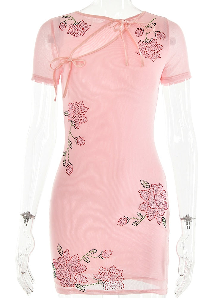 Tie Up Cut Out Mini Dress