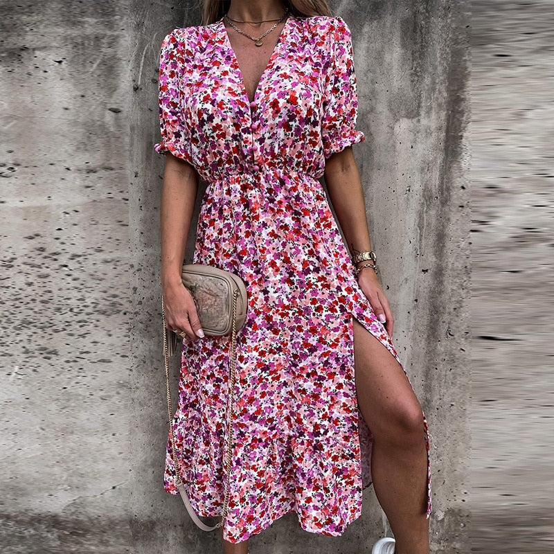 Vintage Floral Print Dress