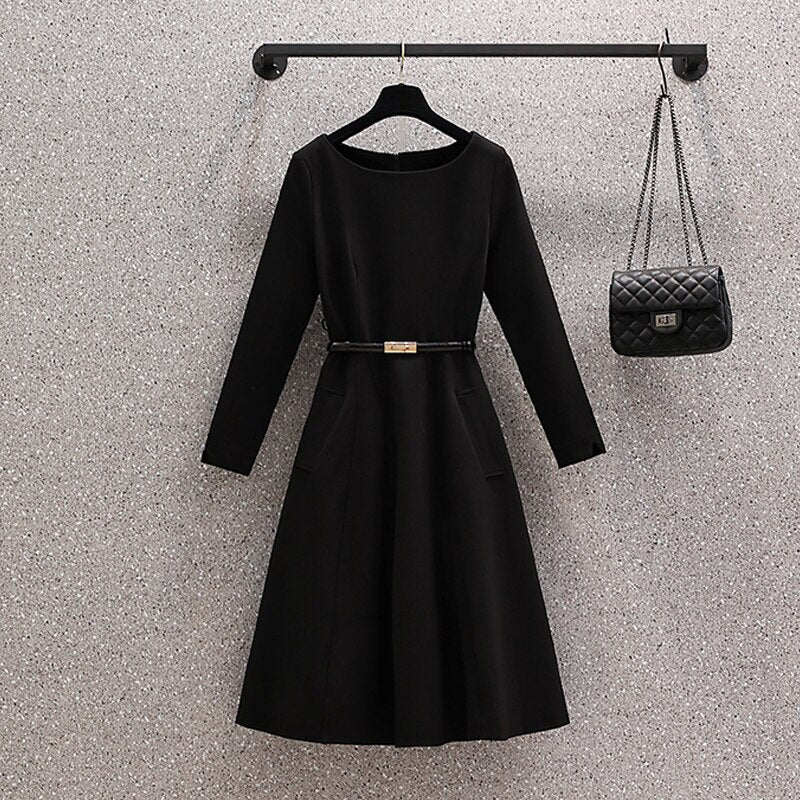 Fashionable OL elegant long A-line casual dress