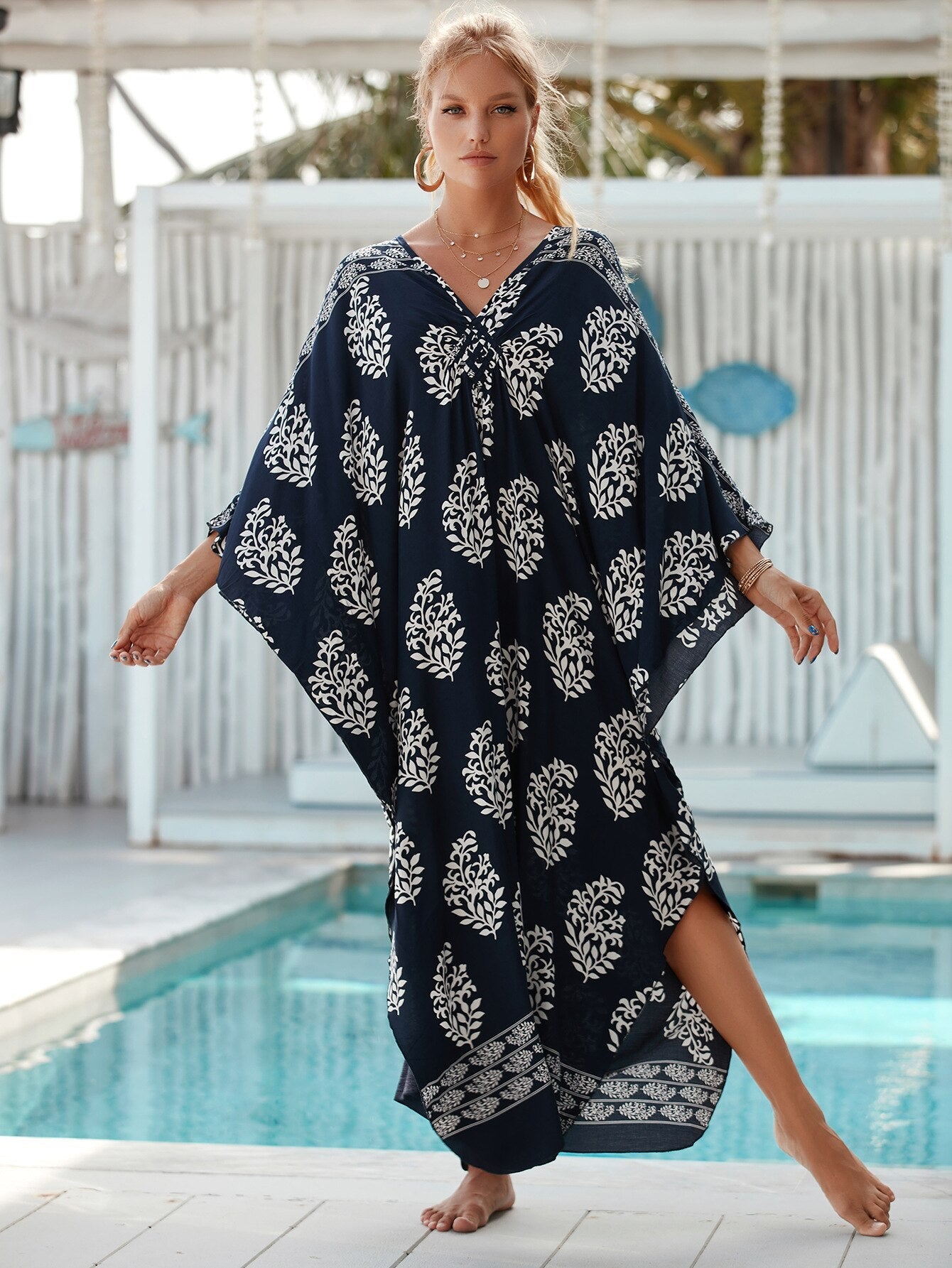 Summer One Size Print Smock Sundress Boho Dress