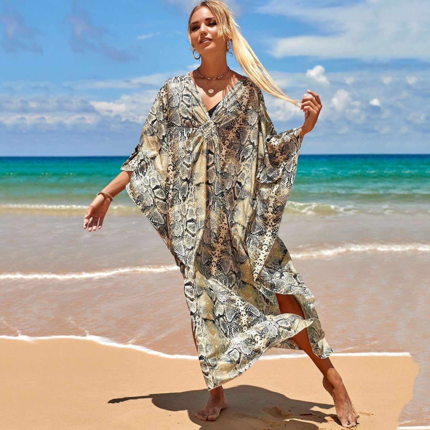 Summer One Size Print Smock Sundress Boho Dress