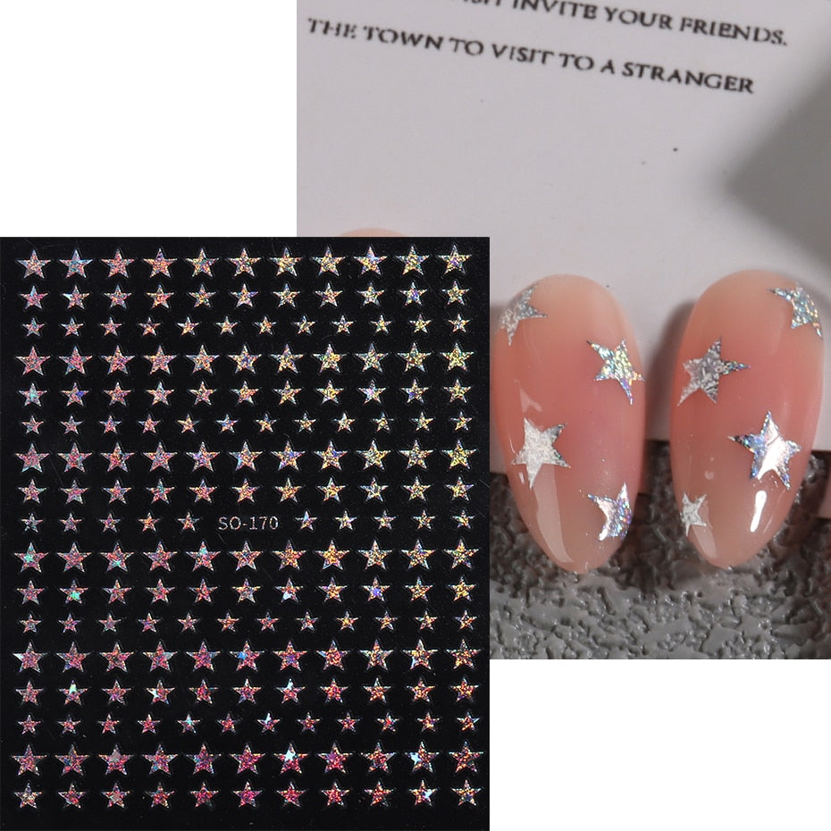 Silver Star Nail Stickers