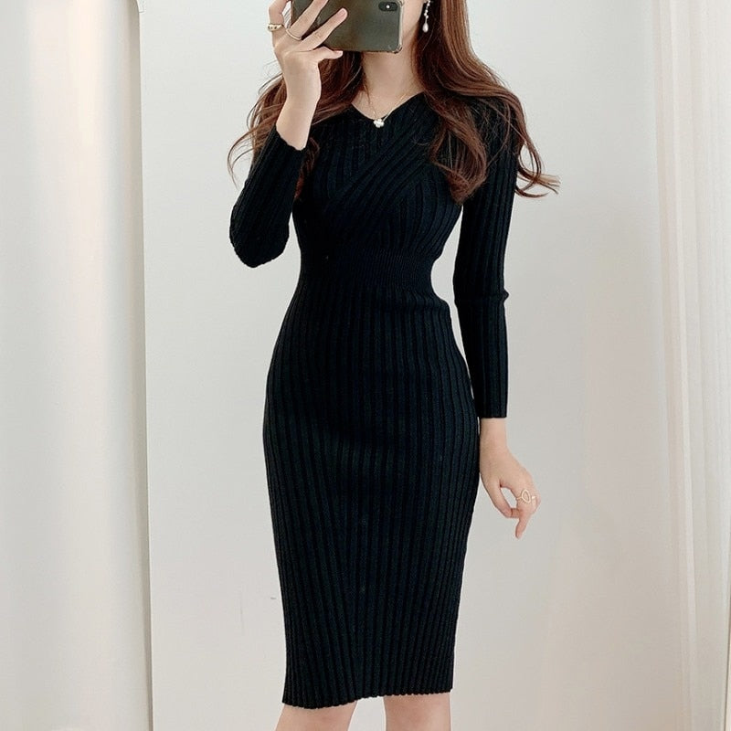 Vintage Long Sleeve Knitted Dress