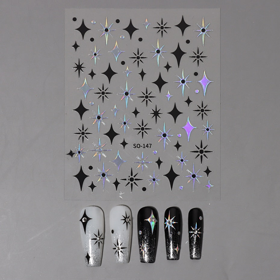 Silver Star Nail Stickers