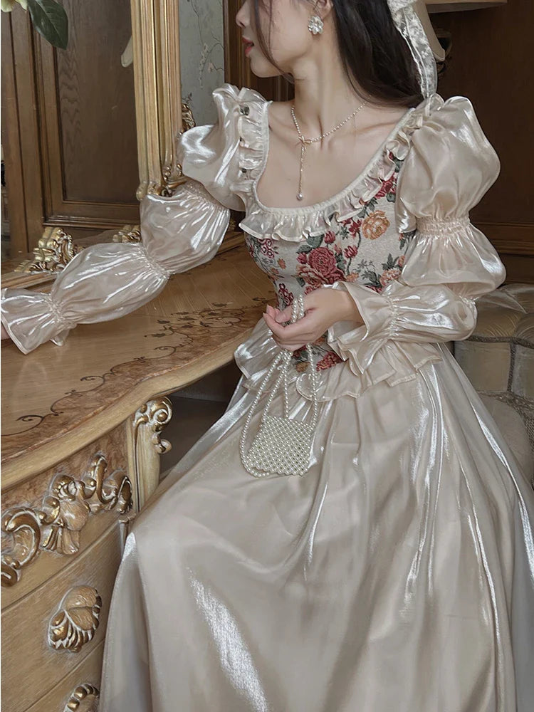 Vintage Elegant Print Floral Dress