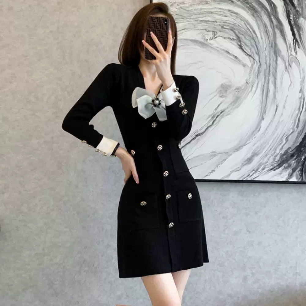 Small Fragrance Style Knitted Dress