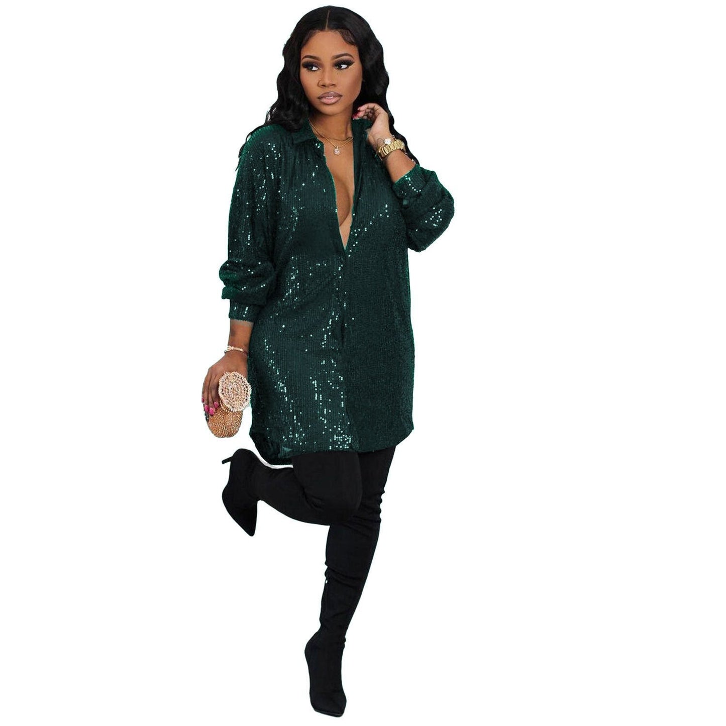 Vssjavun Sparkly Sequined Dress