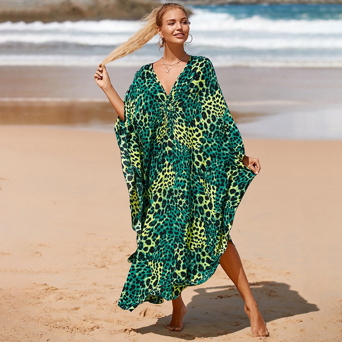 Summer One Size Print Smock Sundress Boho Dress