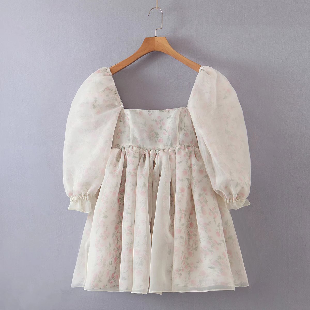 Summer Women Both-Sides Wear Floral Print Chiffon Organza Dress