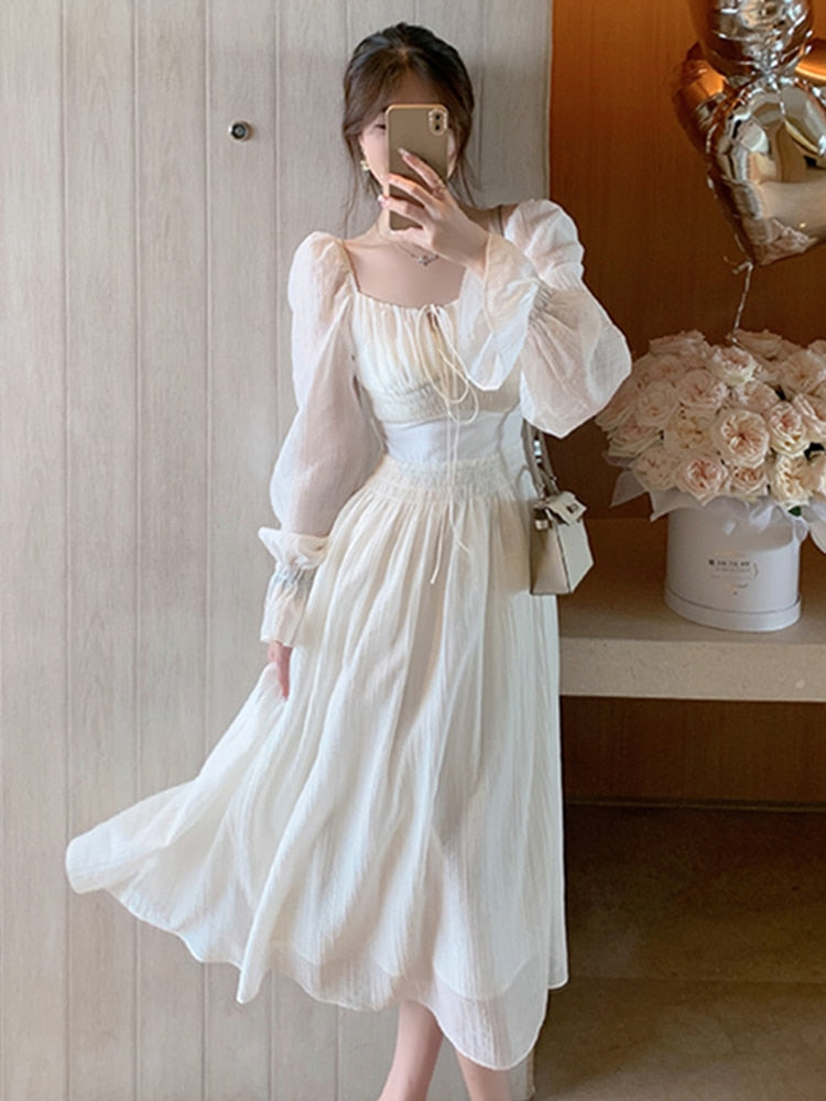 Spring Summer New Women Elegant Midi Dress