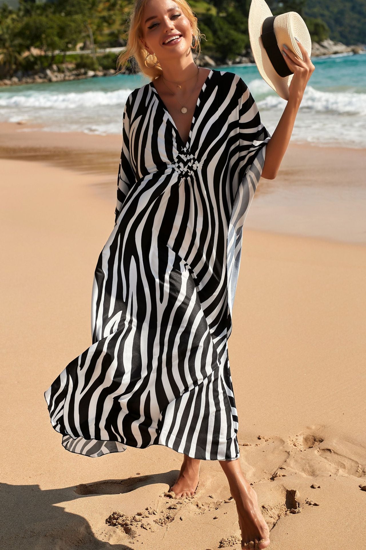 Summer One Size Print Smock Sundress Boho Dress