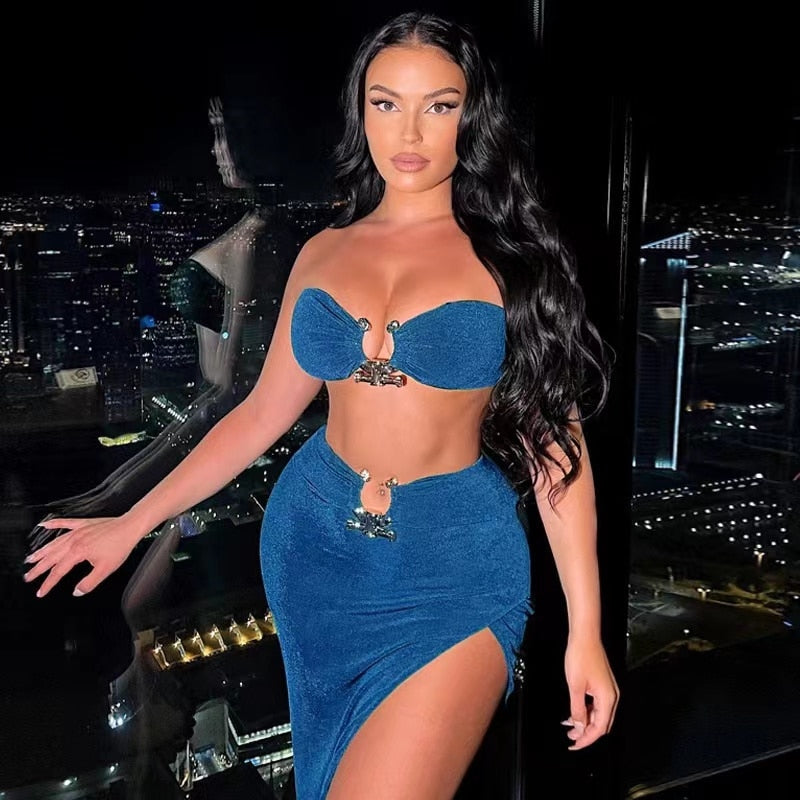 Summer Sexy Fashion Party Split Two Piece Dress