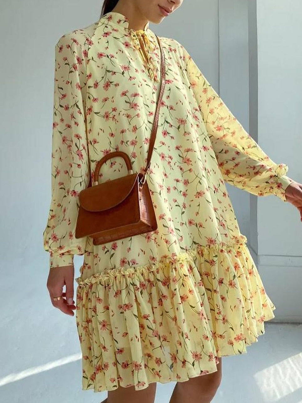 Summer Floral Print Chiffon Holiday Dress
